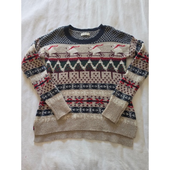 Abercrombie & Fitch Sweaters - Abercrombie & Fitch Fair Isle Holiday Sweater Polar Bear Wool Blend Large 1R5743